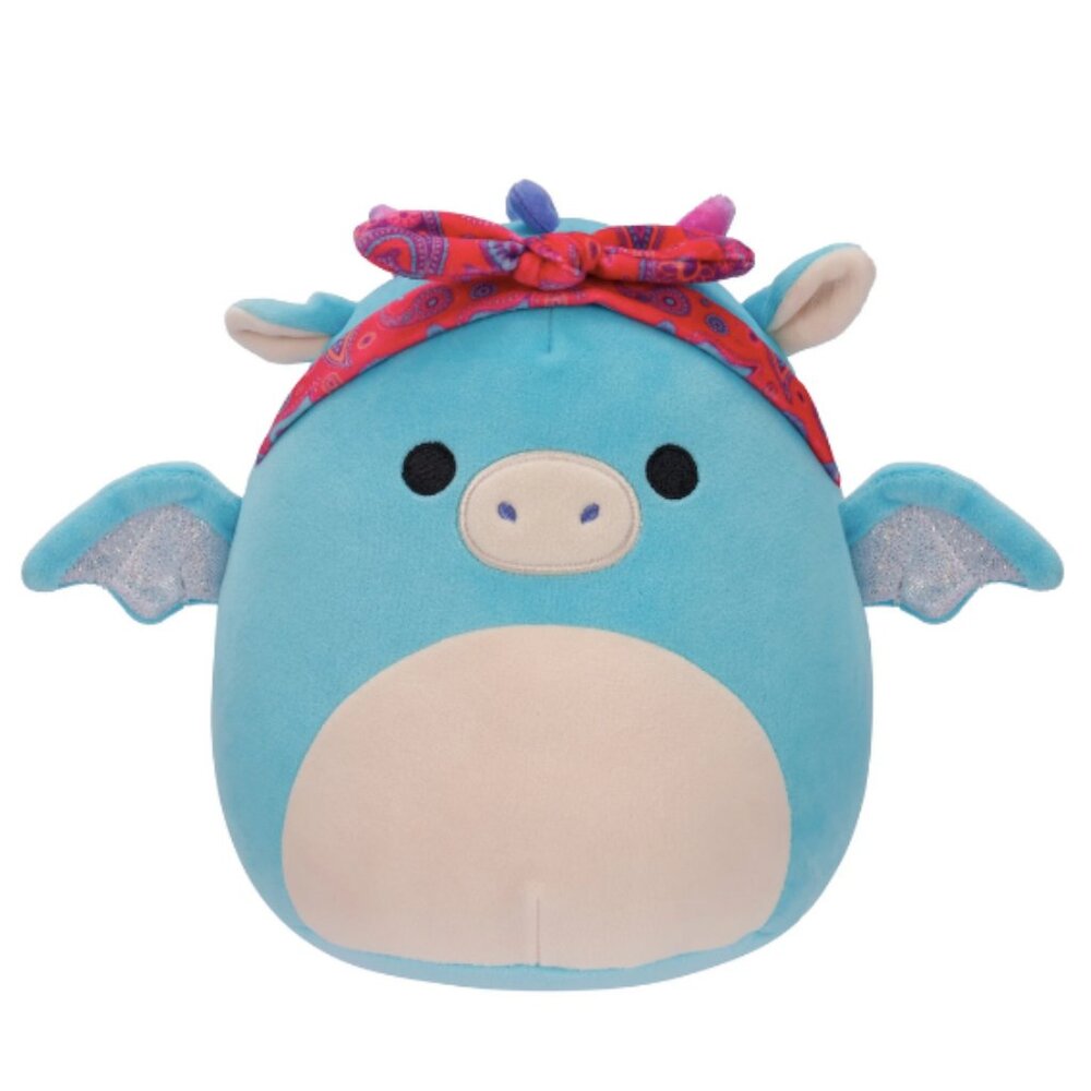 Squishmallows Original 7.5 inch Tatiana the Teal Dragon with Red Bandana Plush